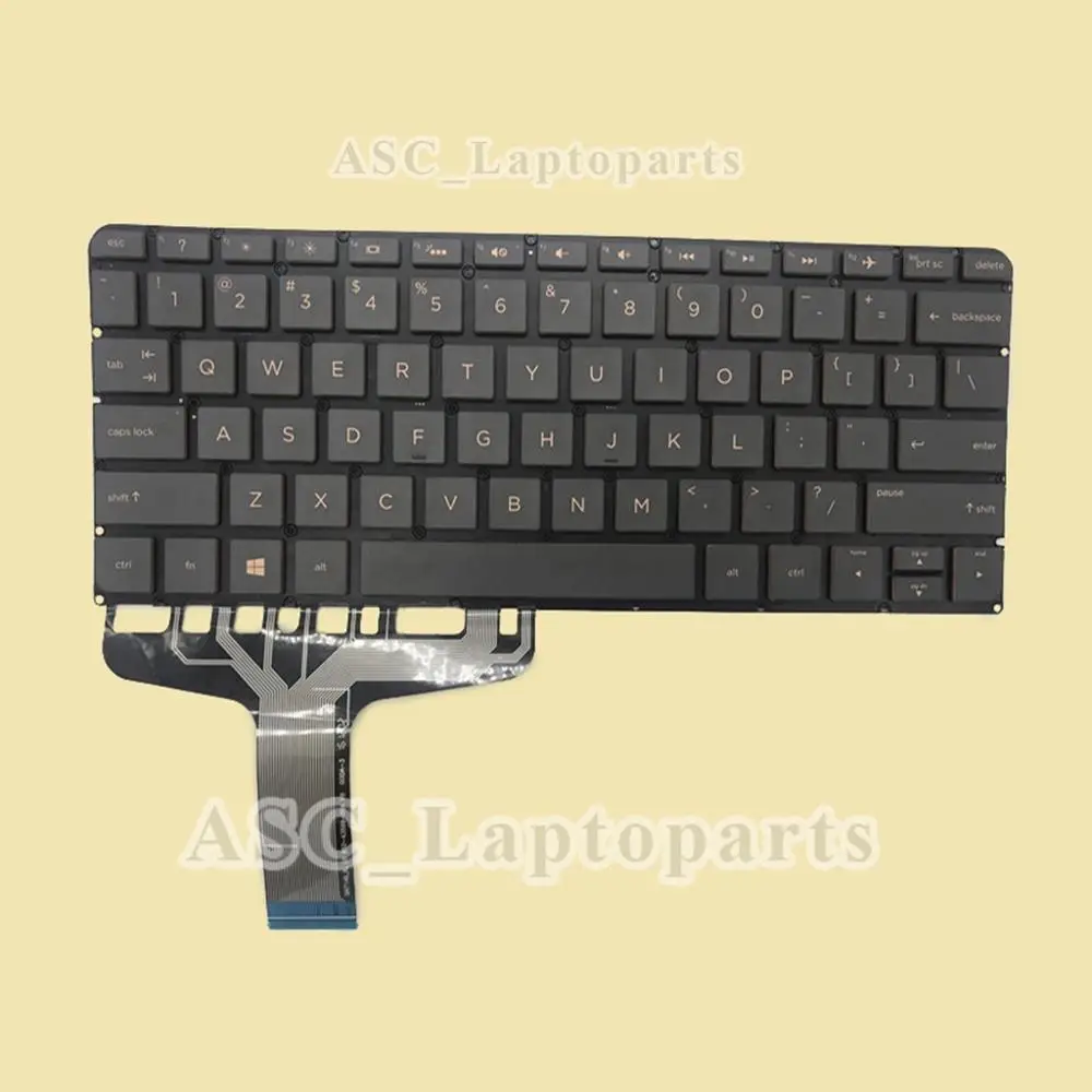 Teclado us Qwerty para hp Spectre Pro 13 g1 Portátil Retroiluminado Impressão Marrom sem Moldura Preto Novo - Imagem 2