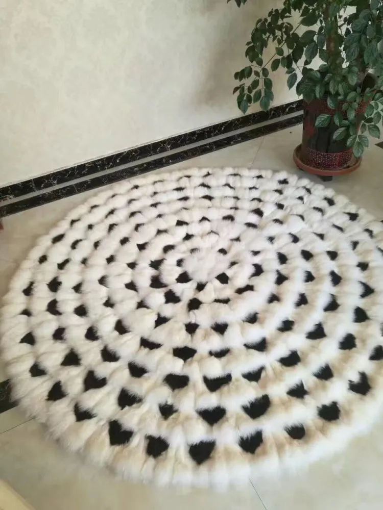 

100% genuine fox fur patchwork rug , round shaped real for fur carpet 100*100cm for furniture upholstery,fur sear cushion
