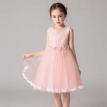

Summer Kids Party Dresses Beeding O-Neck Tank Flower Girl Dress Wedding Flower Tulle Lace Communion Dress Girls Graduation Gown