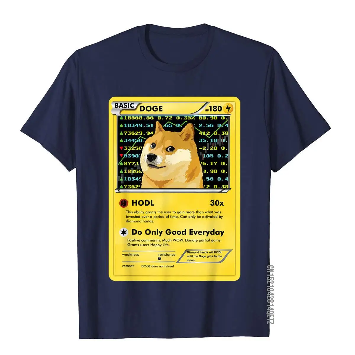 Funny Dogecoin T-Shirt Doge HODL Card Crypto Meme Men Kids T-Shirt__B7326navy