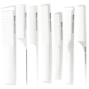 

Professional Hairdressing Carbon Comb Heat Resistant Hair Comb Cutting Comb Set 7 Designs Hair Comb Barber Styling Hair Comb Set