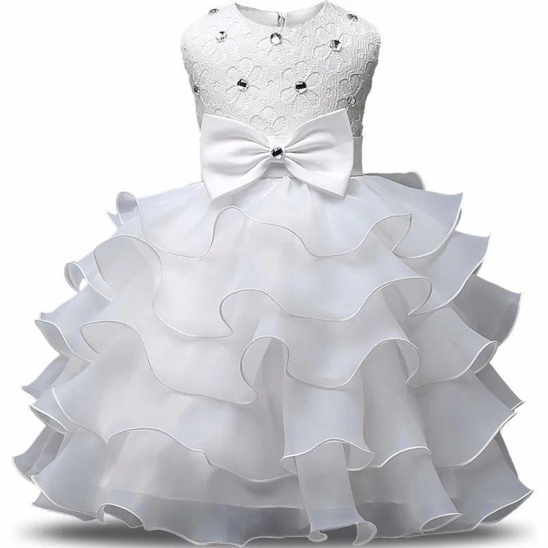 Белое платье для крещения для маленьких девочек 1 год, платье-пачка для дня рождения, платье с бантом для первого Рождества, платье для крещения, одежда для малышей