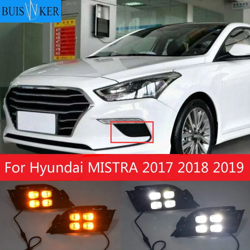 

1 пара для Hyundai MISTRA 2017 2018 2019 Светодиодный дневной светильник лампа для поворотного сигнала DRL Дневной светильник переднего бампера Туман светильник