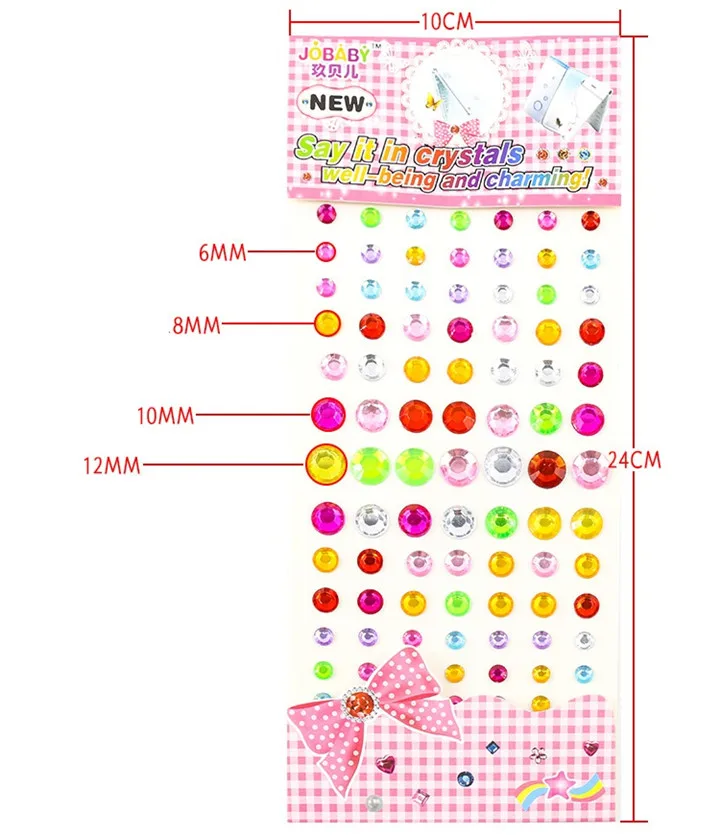 1   6-12mm Rhinestones Stickers Acrylic Different Size Single Round Crystal Stickers Women Mobile Phone Shell Decor Drill Sticker