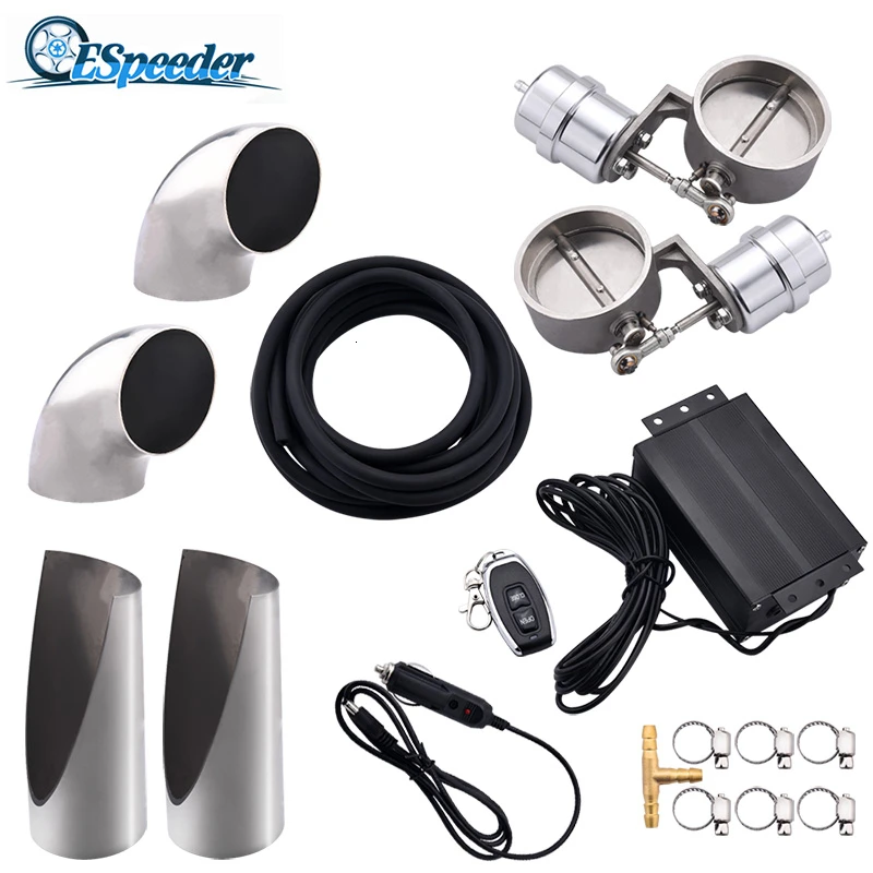 

ESPEEDER 2.5inch 63mm Stainless Steel Electric Exhaust Control Cutout Valve Kit With Vacuum Actuator+Wireless Remote Controller