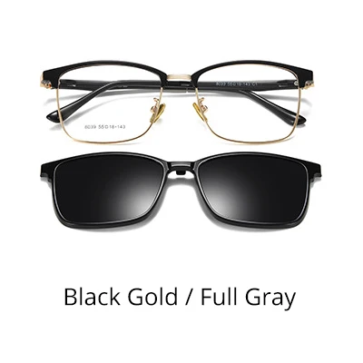 TWO Oclock Magnetic Sun Shade Car Polarized Sunglasses Women Men's Clip On Glasses Square Frames for Optical Lenses Z8039 - Цвет линз: Black Gold-Gray