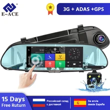E-ACE Android gps навигация автомобильный видеорегистратор 3g Wifi камера 7 дюймов gps навигаторы 1080P видео рекордер зеркало заднего вида