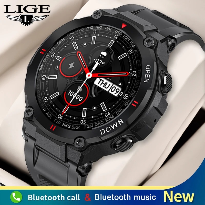 LIGE New Bluetooth Call Smart Watch Men Outdoor Sports Watch Fitness Tracker Heart Rate Music Control Smartwatch For Android IOS