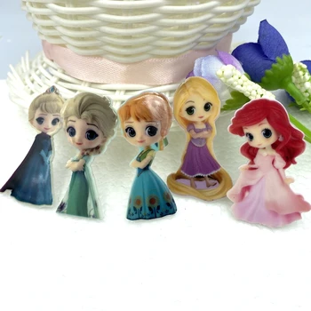 

10pcs Mini Cute princess Flat Back Acrylic Sheet Miniature Pattern Applique DIY Wedding Scrapbook Headwear Accessories