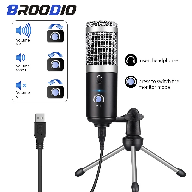 

USB Condenser Recording Microphone For Youtube Podcast Live Broadcast Cardioid Studio Recording Vocals Voice Chat Microphone Mic