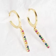 925 пробы серебряные серьги длинные серьги личности мини инкрустированные красивый циркон Свадебные ювелирные изделия женские ювелирные изделия