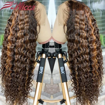 

Ombre Highlight Curly 13x6 Lace Front Human Hair Wigs PrePlucked Blonde Highlight Curly 180% Brazilian Remy Hair Glueless Wig
