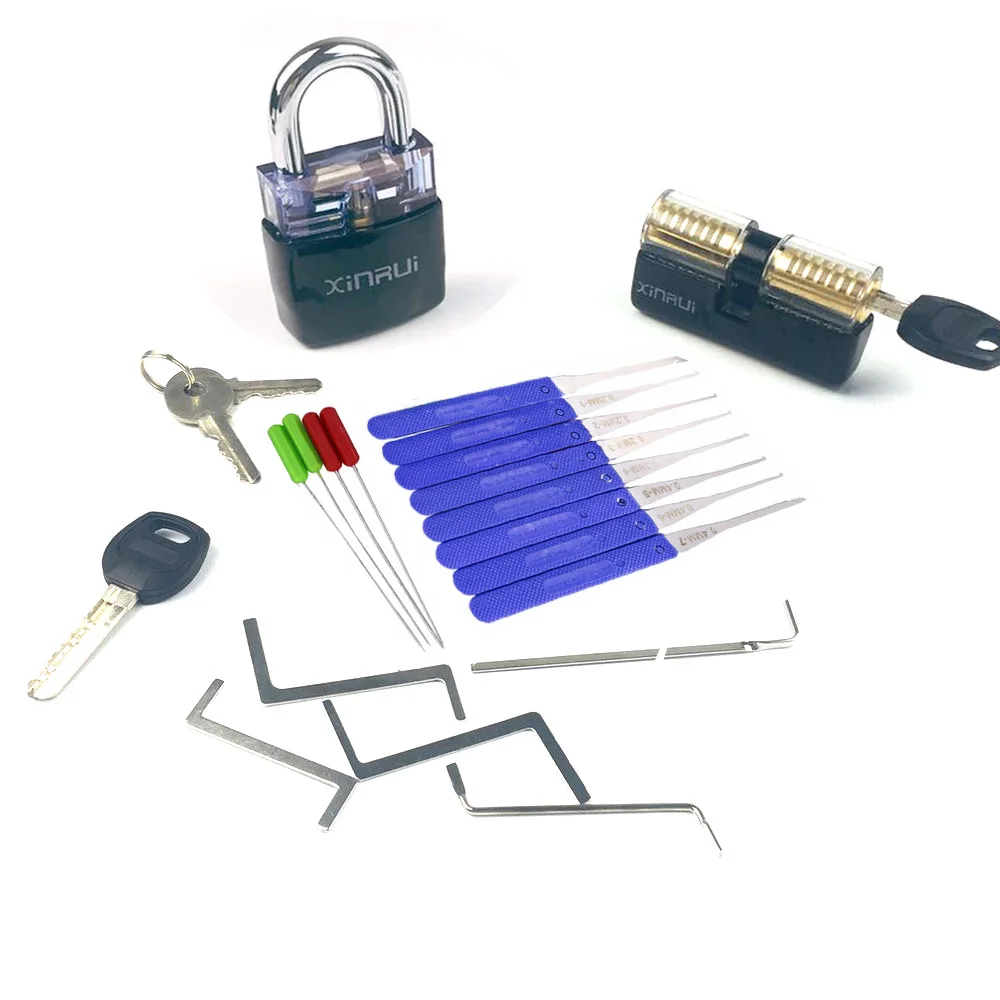 Lockpick Set Broken Keys Extractor with Transparent Locks for Pro Locksmith Tools Practicing And Training Skills