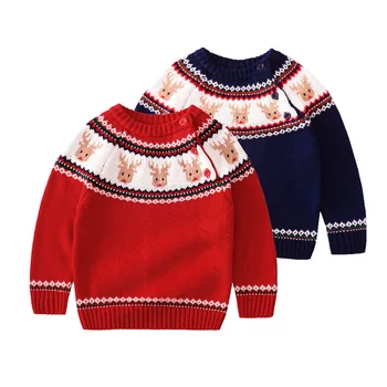 

Christmas Boys Girls Sweater Autumn Winter Children Sweaters Clothing Kids Knitted Thick Warm Sweaters Outerwea for 1-6Years