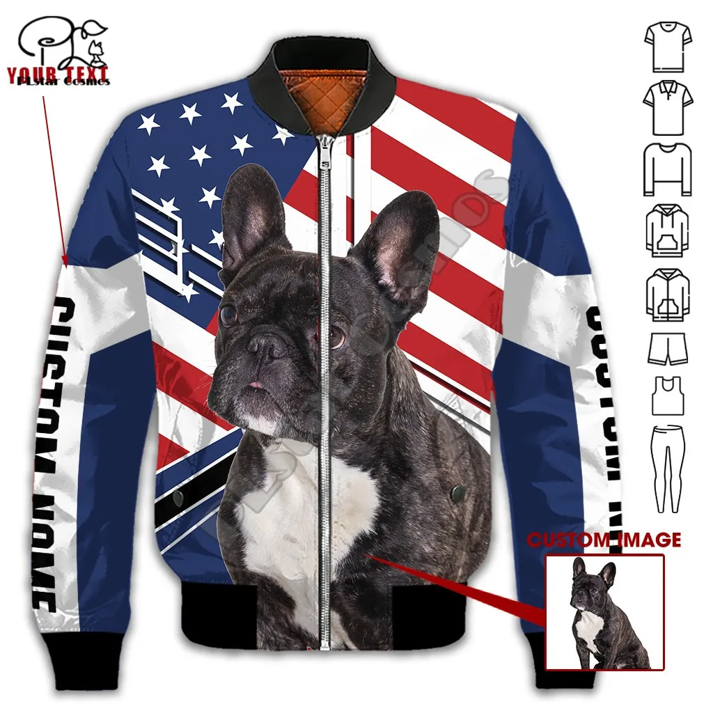 PLstar Cosmos French Bulldog 3D Printed Flight Bomber Jackets Coat Tracksuit Winter Thick Oversized Casual Long Sleeve Style-F26