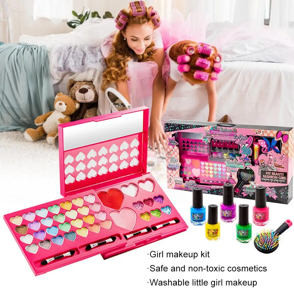 

Child Makeup Toy Pretend Play Kid Makeup Set Safety Non-toxic Makeup Kit Toy Girls Cosmetic Travel Bag Beauty Toy Birthday Gift