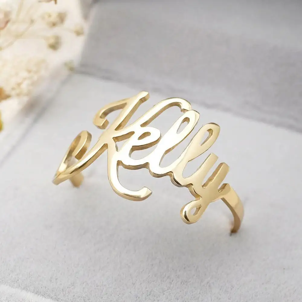 

Custom Name Ring Personalized Name Ring With Heart,Custom Ring with Name For Women Letters on Ring Christmas Gift for her