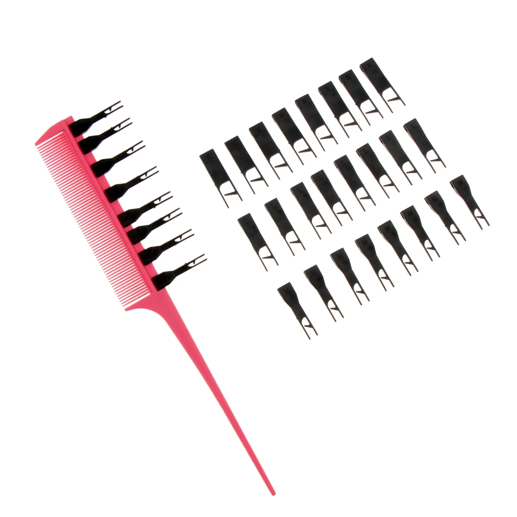 Salon Professional Weaver Highlighting Foiling Hair Comb Coloring Dye Brush with Different Size Replacement Hooks Set