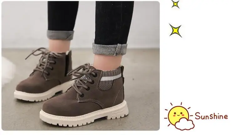 Kids Martin Boots Winter Fashion Children Leather Cotton Boots For Girls Boys Shoes Casual Soft Children Baby Toddler Shoes