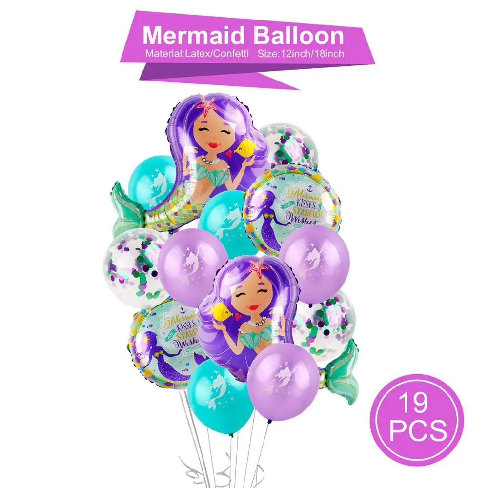 Huiran/Романтические вечерние принадлежности Русалочки в стиле Русалочки для вечеринки на день рождения, вечерние украшения для девочек в стиле Русалочки - Цвет: Mermaid balloon 09