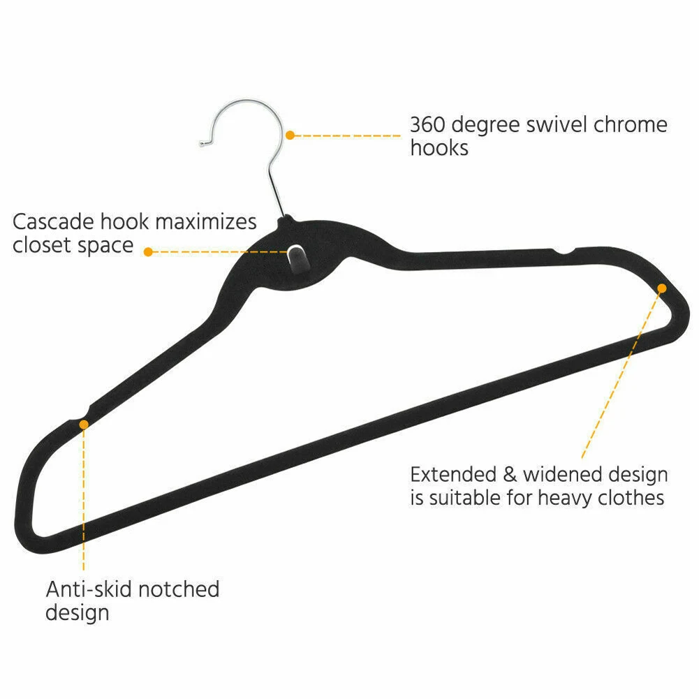 10/20Pcs Non Slip Velvet Suit Clothes Hangers Wardrobe Home Organizer E2S