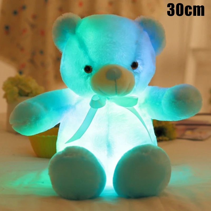 Светодиодный плюшевый медведь, игрушечный светильник, светящаяся игрушка для детей и взрослых AC889 - Цвет: blue