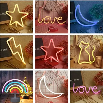 

LED Neon Art Decorative Light Snowflake Love Heart Moon Sign Night Lamp for Kids Room Party Wedding Christmas Holiday Decoration