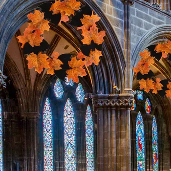 

Thanksgiving Day Fall Front Door Spooky Craft Window Halloween Wreath Maple Leaves Scary Bats For Kids Home Decor Artificial