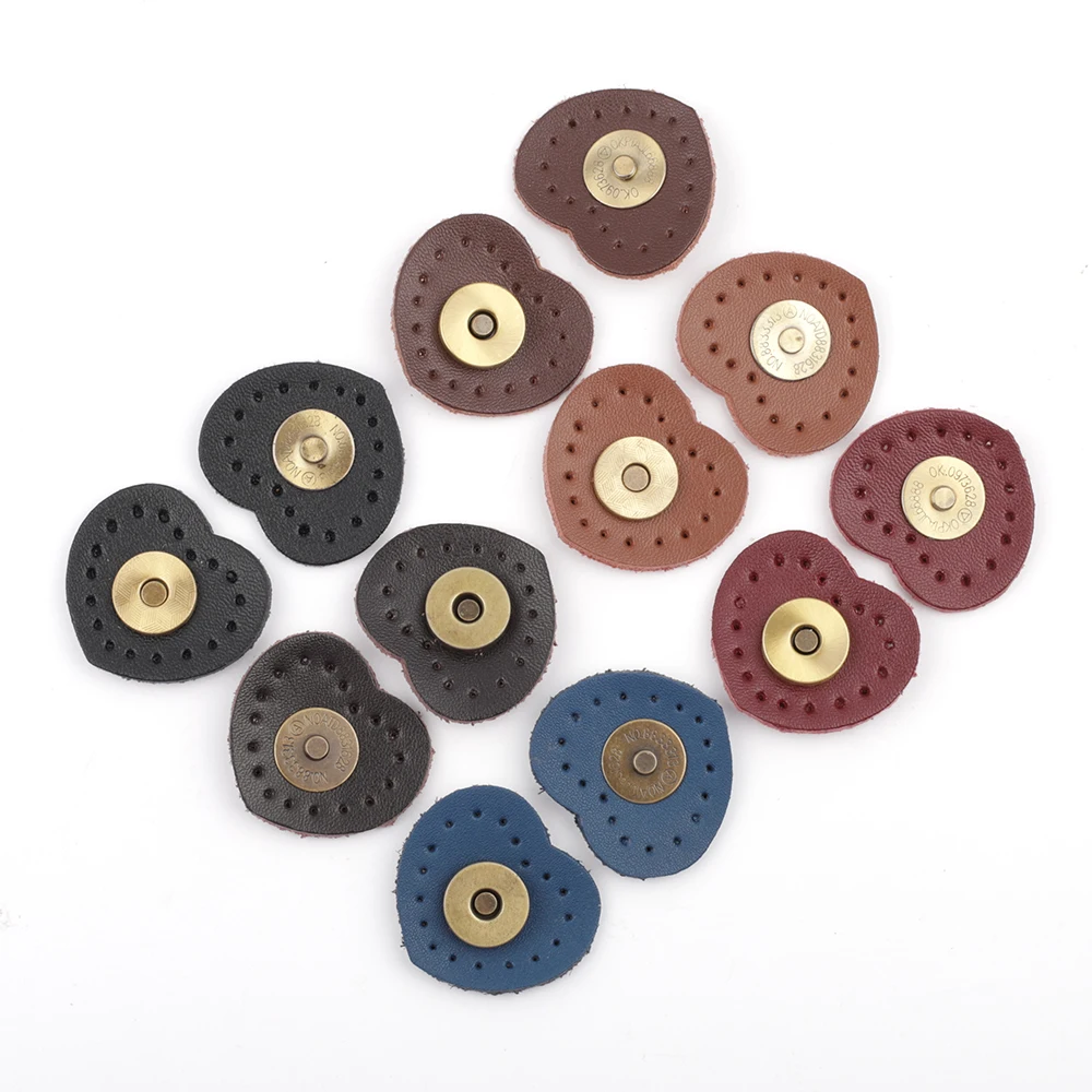 5pcs Leather Bag Buttons Heart Patter Bag Wallet Magnetic Buckle Bag Snap Buttons for Handbag Purse Wallet Bag Parts Accessories 1 10sets magnetic snap fasteners clasps buttons handbag purse wallet craft bags parts mini adsorption buckle 14 18mm wholesale