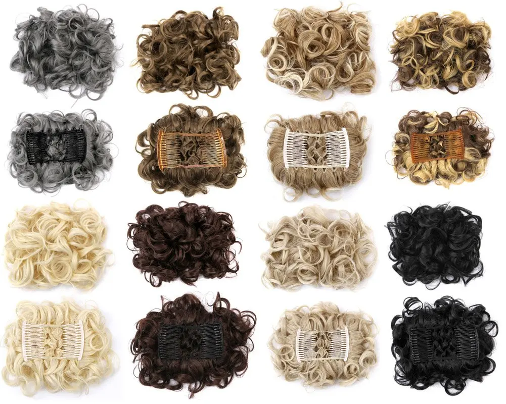 Synthetic Curly Elastic Band Chignon Plastic Comb Clips in Hair Extension Hair Bun Updo Cover Hairpieces Hair Accessories