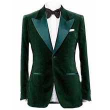 Бархатный пиджак для жениха в стиле ретро, пиджак для свадьбы, мужской пиджак для банкета, ужина, смокинга, повседневный Блейзер на пуговицах, полуофициальная верхняя одежда для выпускного вечера