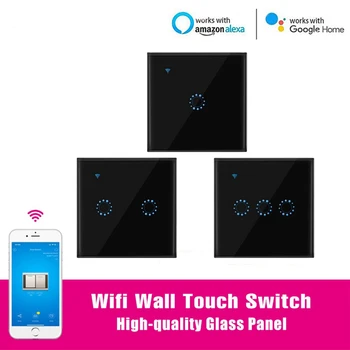 

Touch Switch Smart Light Switch Panel Wall interruptor 1/2/3 Gang wifi light switch US Standard Work with Alexa Google Home