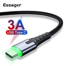 Essager usb type C кабель 3 м Быстрая зарядка провод шнур USBC type-C кабель для Xiaomi Redmi Note 8 7 samsung мобильный телефон USB-C зарядное устройство