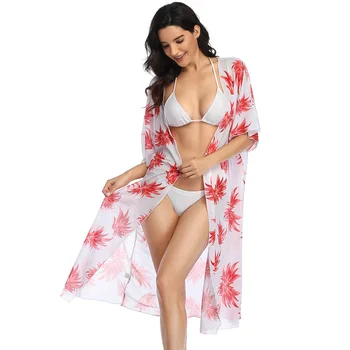 

Womens Beach Dress 2020 Summer Beachwear Long Cover Up Cardigan Bathing Suit Swim Cover-ups Sarong See-through Dresses Free Size