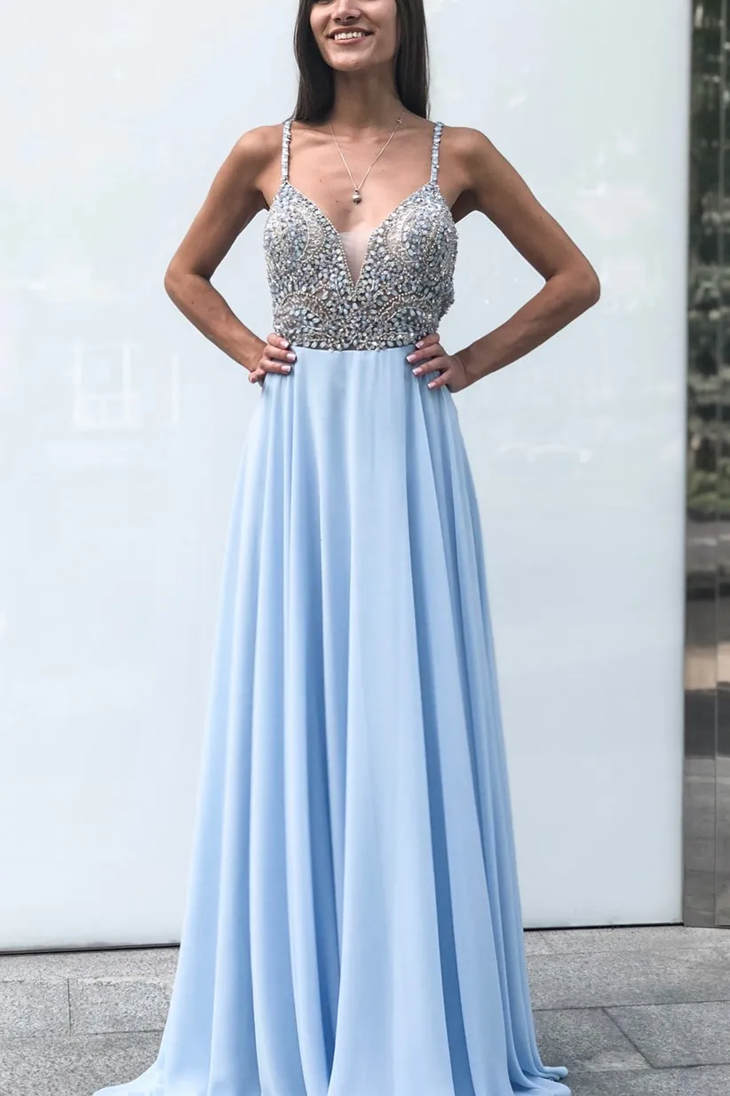 Fashion V Neck Spaghetti Straps Beads 