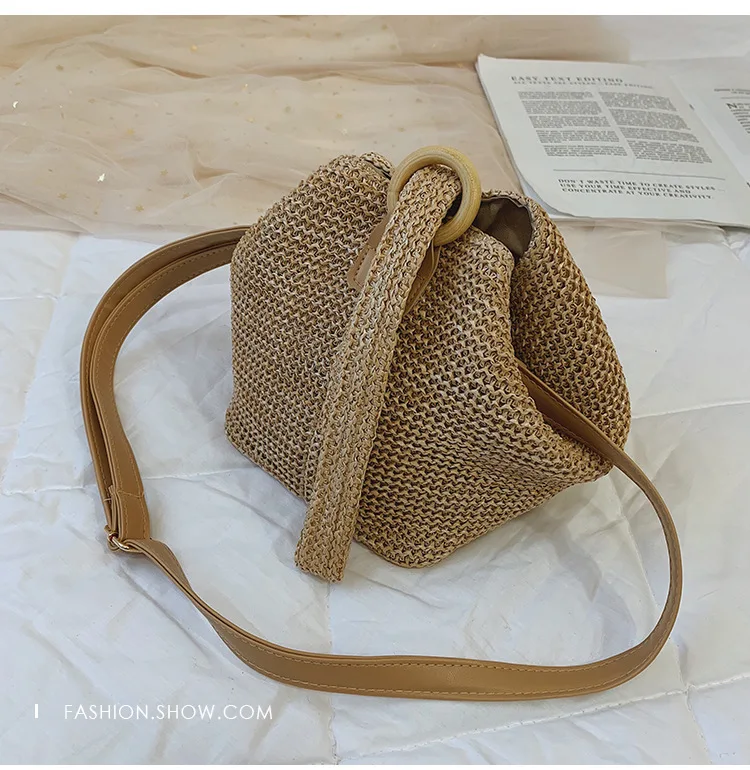 Брендовые соломенные сумки для женщин, пляжная сумка, Индивидуальная сумка через плечо с замком, Дамская винтажная вязаная модная сумка на плечо ручной работы