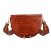 Elegant Crocodile Pattern Crossbody Bag For Women Half Round Solid Pu Leather Luxury Handbag Women Bag Designer Shoulder Bag #38 ► Photo 2/6