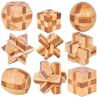 Kids Children Adult Kong Ming Luban Lock 3D Handmade Bamboo Math Puzzles Brain Teasers Educational Finger Toy Birthday Xmas Gift