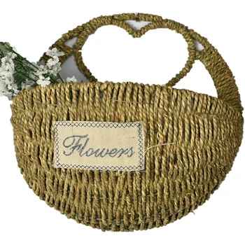 

Wall Hanging Wicker Flower Basket Flower Nursery Pot Planter Vase Rattan Storage Basket Container Home Garden Wall Decor-L
