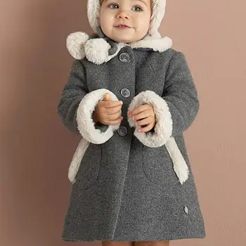 

Autumn winter Spanish England wool Blends coat baby boys girls thick Long Sleeve kids long Outwears