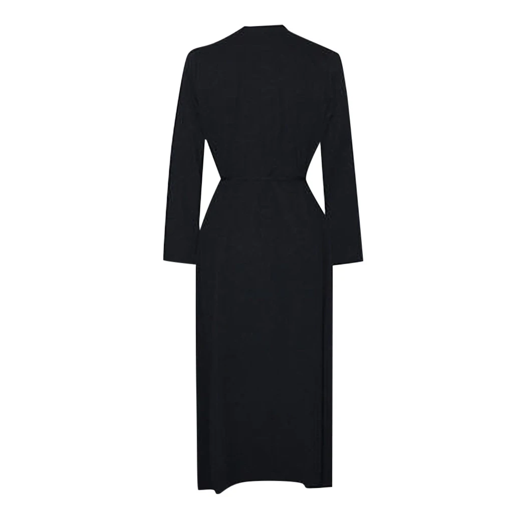 JAYCOSIA Self Tie Trench Coat Long Sleeve Wrap Long Outer With Belt Women Casual Fall Winter Workwear Coat Autumn 1030