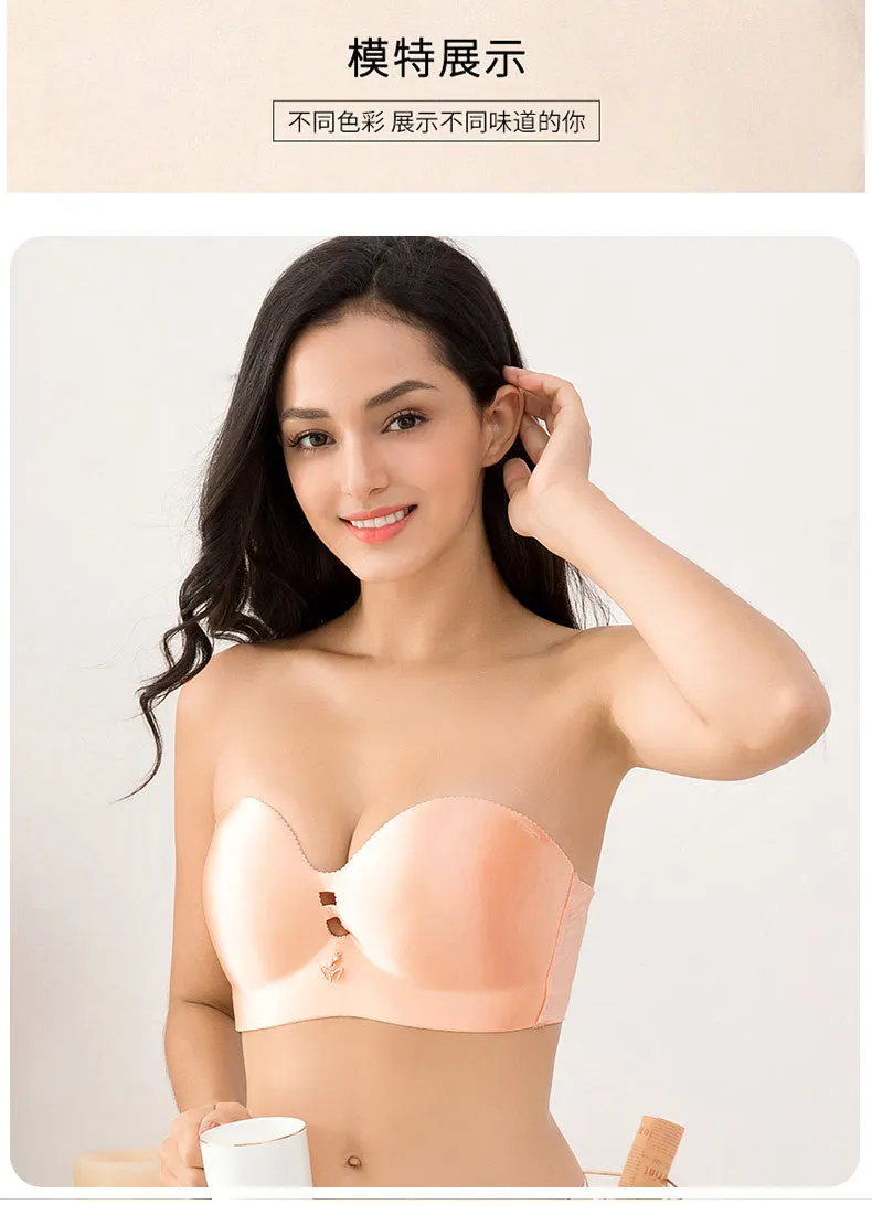 Sutiã sem Costura para Mulher Vestido de Casamento sem Fio d e Cup Mais Tamanho Sexy Lingerie Push up Sutiã c Bralette Roupa Interior Insivible 16 High Quality Pijamas e Moda Íntima