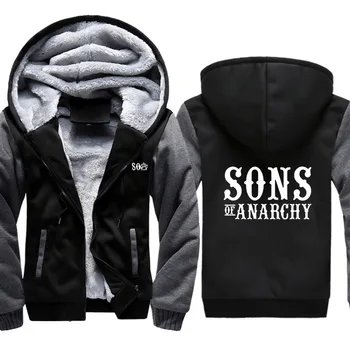 

SOA Sons of Anarchy Hoodies Mens Winter fleece Thicken Warm coats zipper Sweatshirt SAMCRO Print Mens Hoodies Jacket Hoody Male