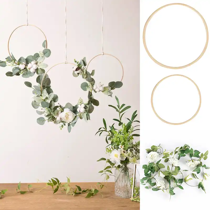 10-40cm Metal Iron Floral Hoop Gold Color Wreath Bridal Garland Party Supplies