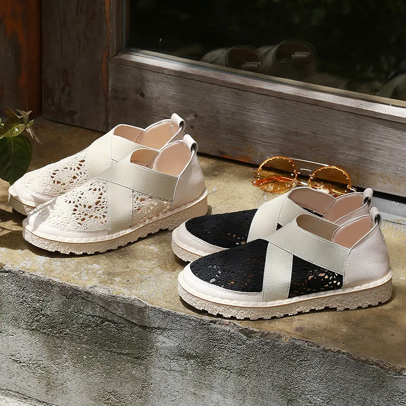 

WOMEN'S Sandals Fairy Wind Summer WOMEN'S Shoes Closed-toe Breathable Shoes Hollow Flat Porous Shoes Mesh Shoes Cross Straps San