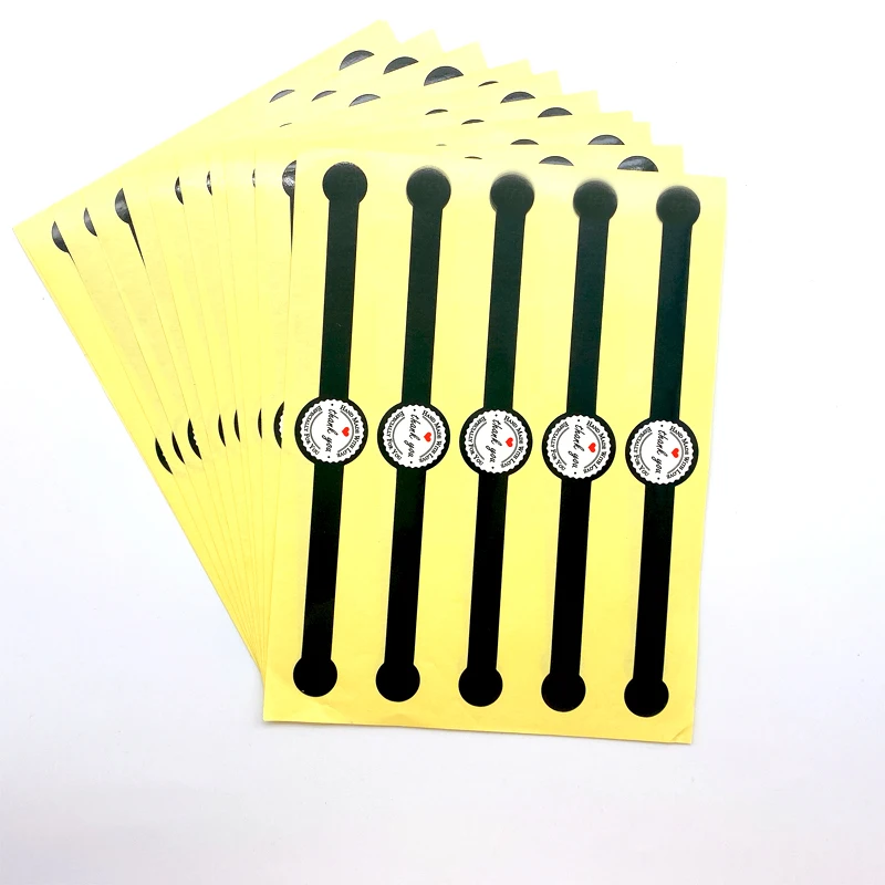 

50pcs/lot Black Thank you Hand made with love Long strip Adhesive Kraft Seal Sticker for Baking Gift Label Stickers Funny Gift