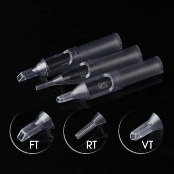 

50Pcs/Box Clear Disposable Tattoo Tips Needle Nozzle Plastic Clear Grey Nozzles Tattoo Accessories RF/TF/VT Supplies For