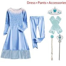 С изображением Анны и Эльзы 2 кинотрейлеры платье для девочек платье Эльзы маскарадный костюм на Хэллоуин Косплэй комплект принцессы Праздничное платье для девочек fantasia niña