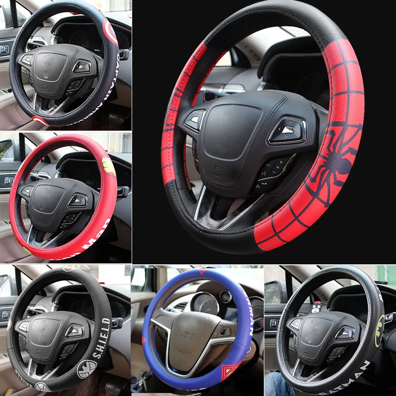 Cartoon Car Steering Wheel Cover Leather Auto Steering-Wheel Covers Case Handle Cover Interior Accessories