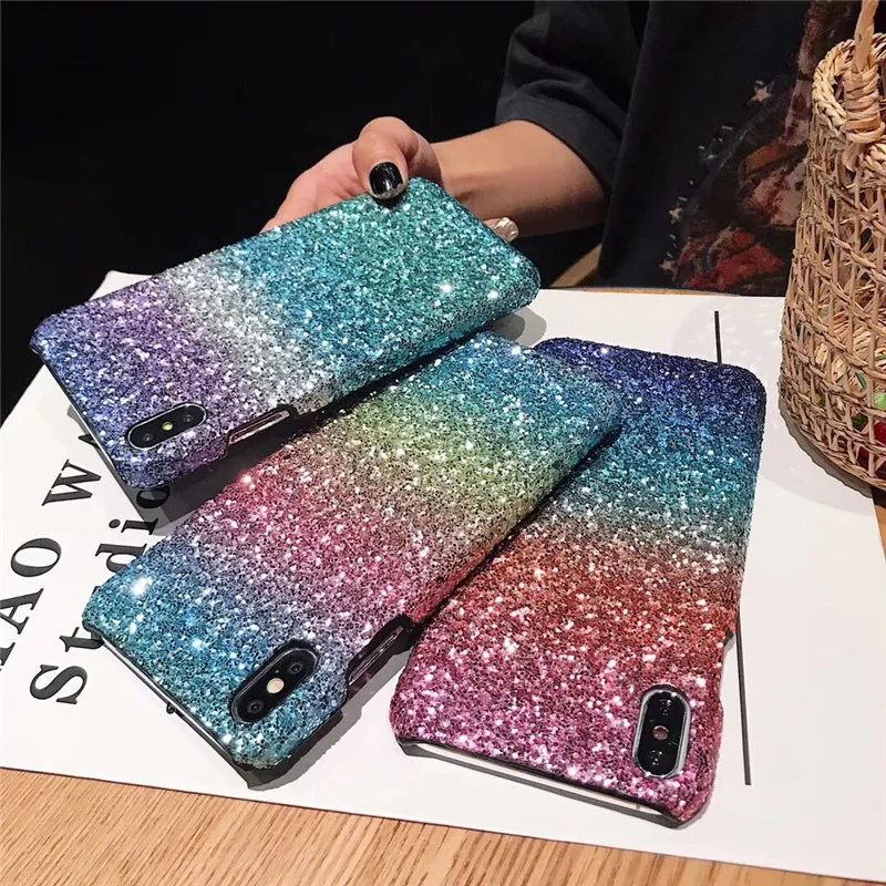 

Bling Glitter Shining Sequin Case For iPhone XS Max Matte PC Hard Case XS XR For iPhone 7 7 Plus 6 6S 8 8plus Phone cover Coque
